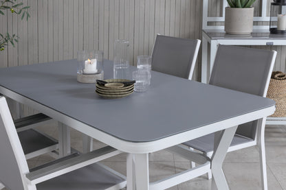 Virya & Parma Spisebord 160 x 90 + Spisestole Grå