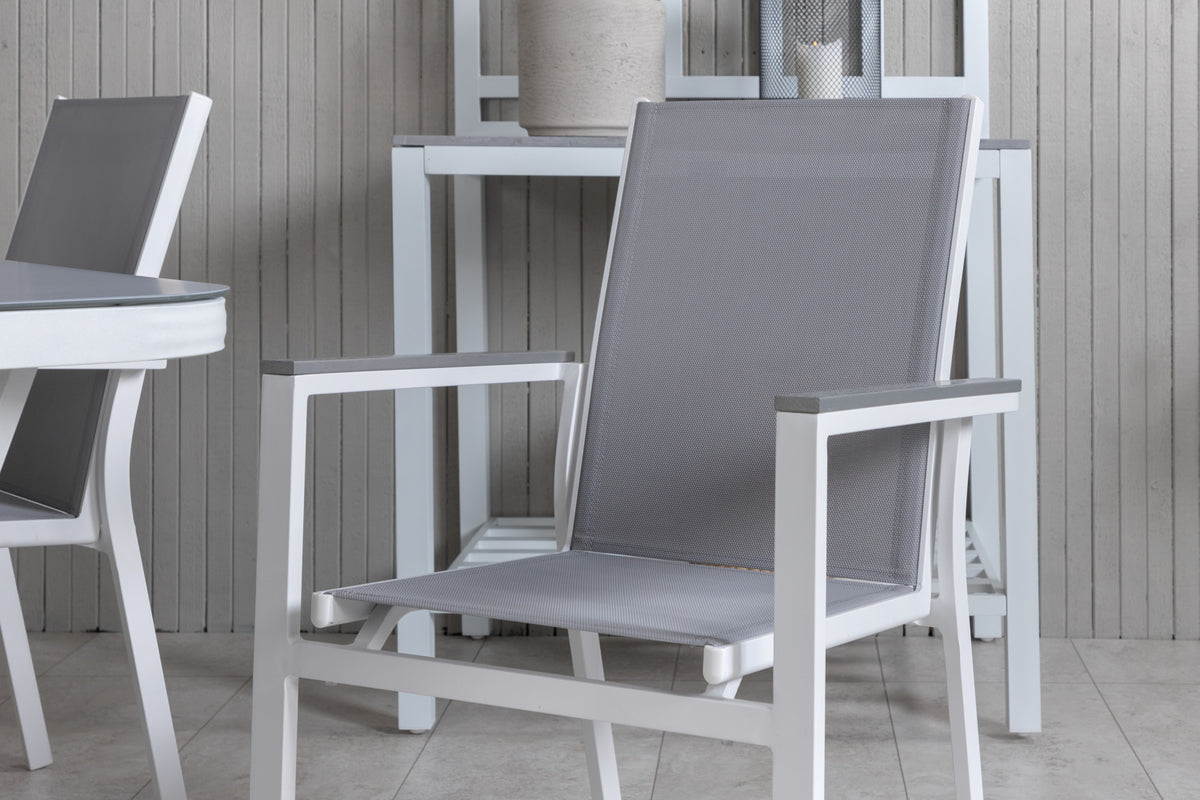 Virya & Parma Spisebord 160 x 90 + Spisestole Grå