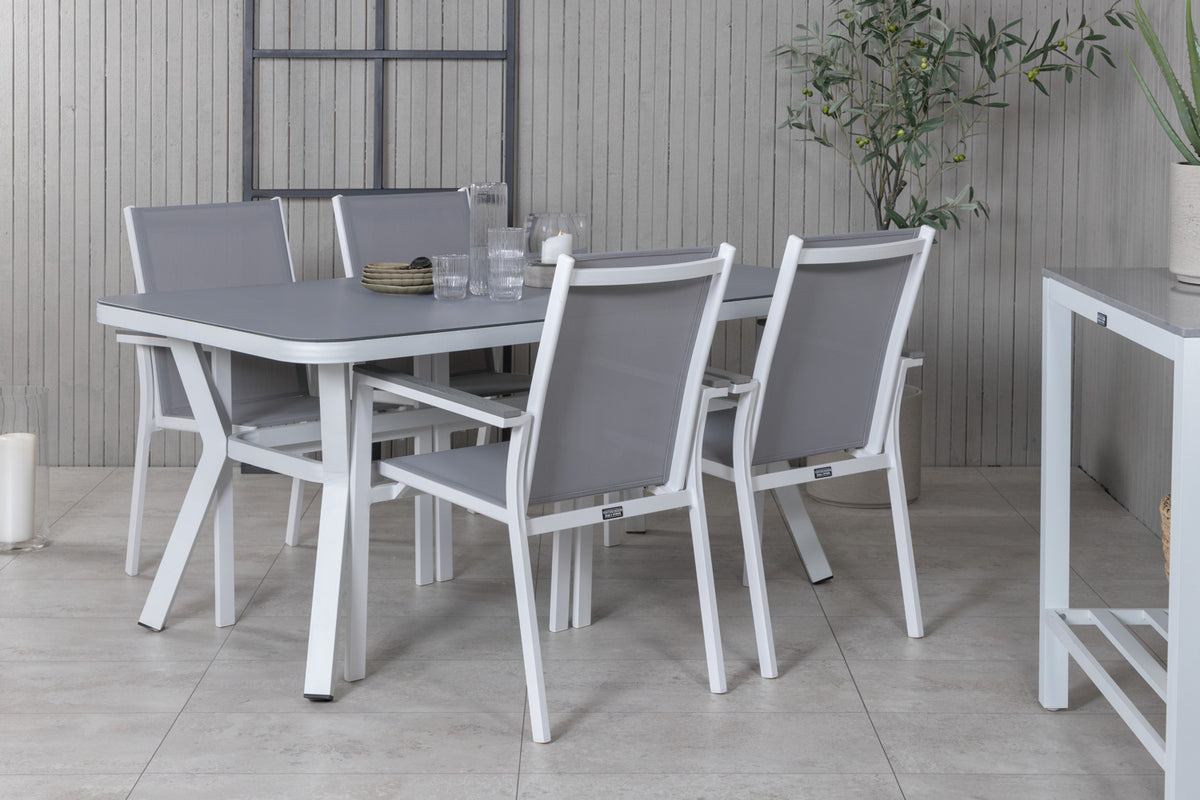 Virya & Parma Spisebord 160 x 90 + Spisestole Grå