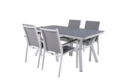 Virya & Parma Spisebord 160 x 90 + Spisestole Grå