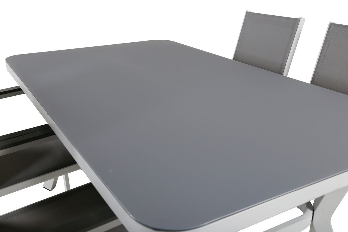 Virya & Parma Spisebord 160 x 90 + Spisestole Grå