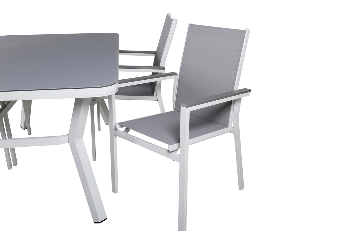 Virya & Parma Spisebord 160 x 90 + Spisestole Grå