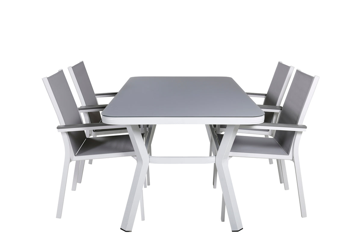 Virya & Parma Spisebord 160 x 90 + Spisestole Grå