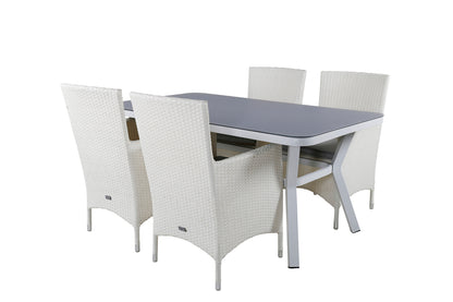 Virya & Malin Spisebord 160 x 90 + Spisestole Hvid