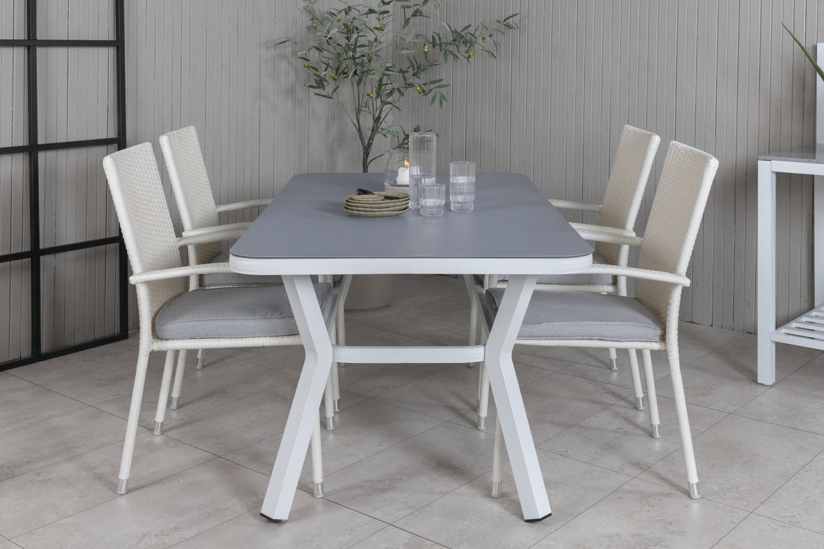 Virya & Anna Spisebord 160 x 90 + Spisestole Hvid