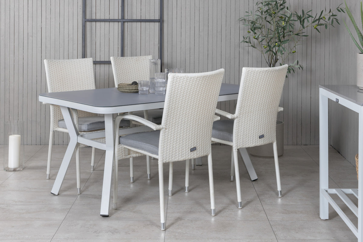 Virya & Anna Spisebord 160 x 90 + Spisestole Hvid