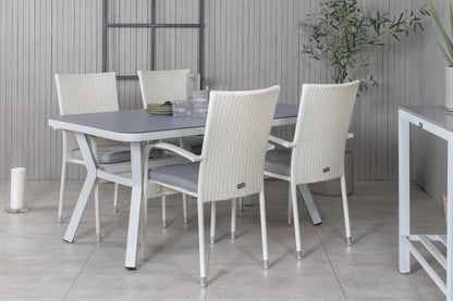 Virya & Anna Spisebord 160 x 90 + Spisestole Hvid