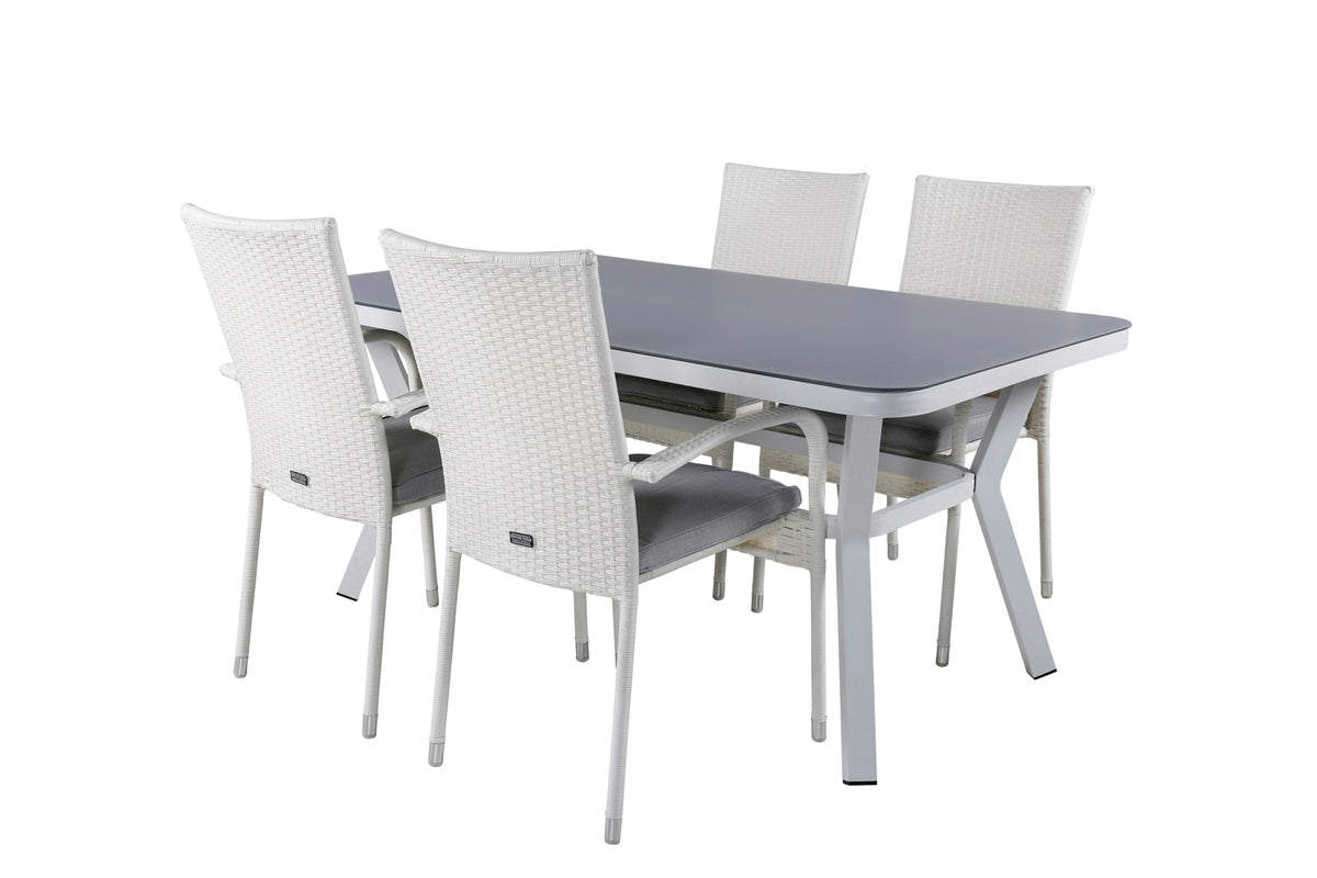 Virya & Anna Spisebord 160 x 90 + Spisestole Hvid