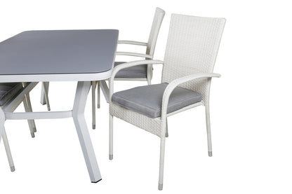 Virya & Anna Spisebord 160 x 90 + Spisestole Hvid