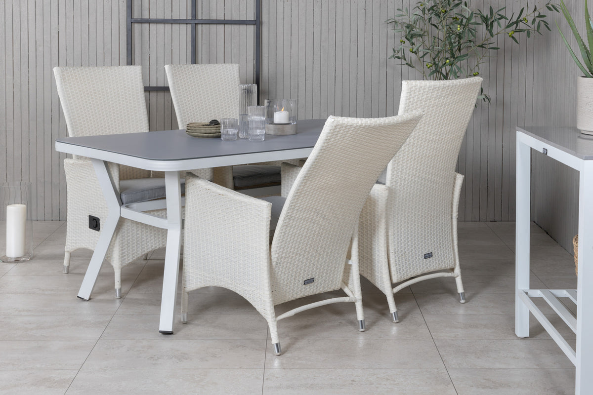 Virya & Padova Spisebord 160 x 90 + Reclinerstole Hvid