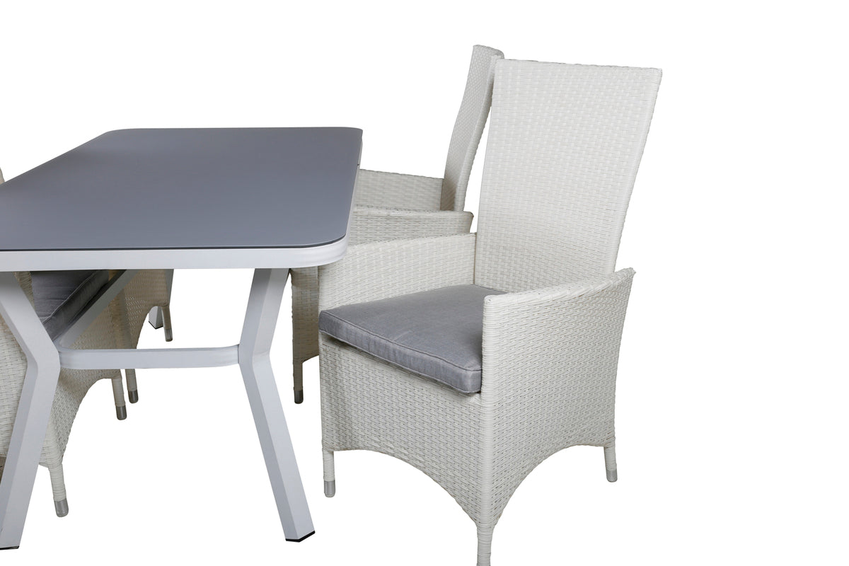 Virya & Padova Spisebord 160 x 90 + Reclinerstole Hvid