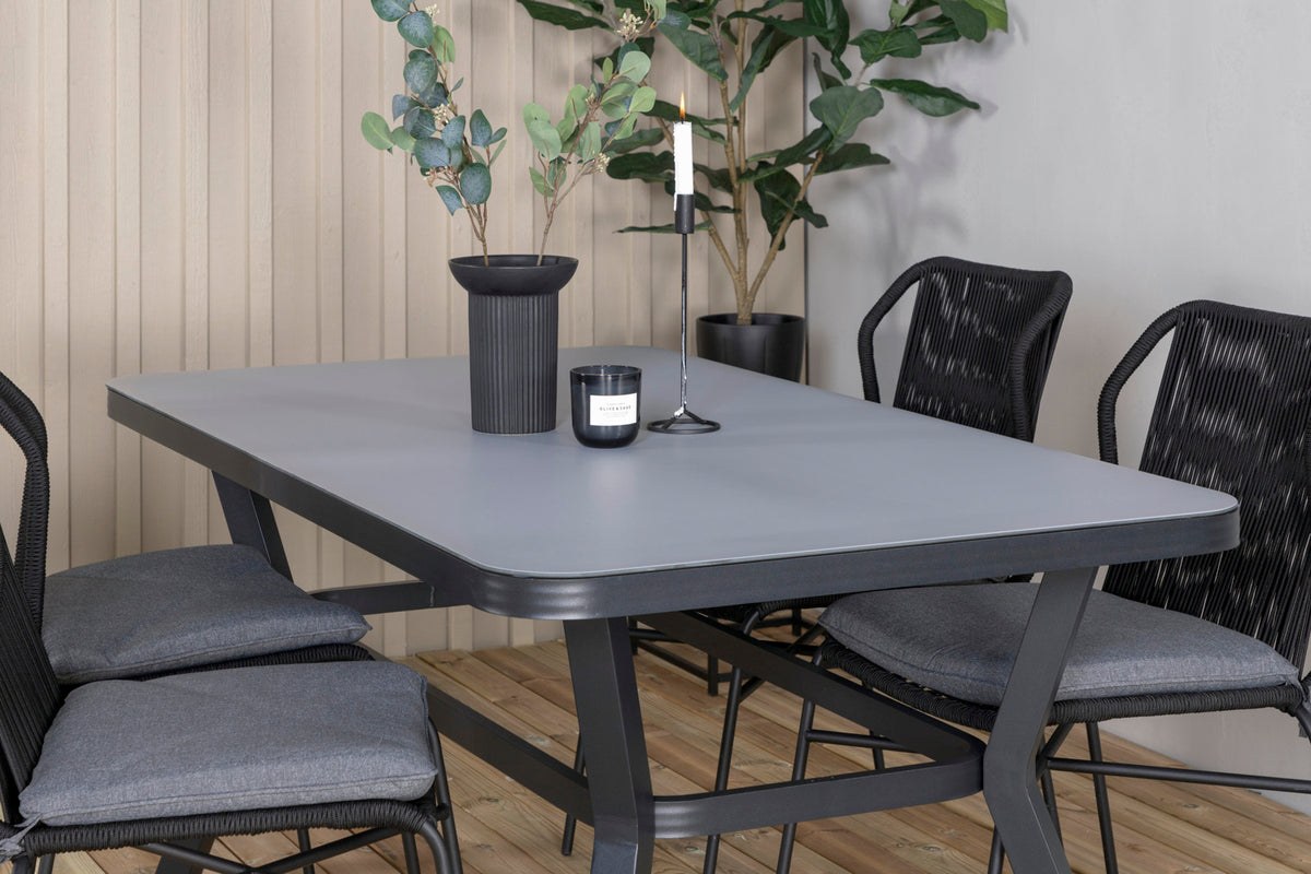 Julian & Virya Spisestole Sort + Spisebord 160 x 91