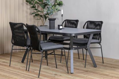 Julian & Virya Spisestole Sort + Spisebord 160 x 91