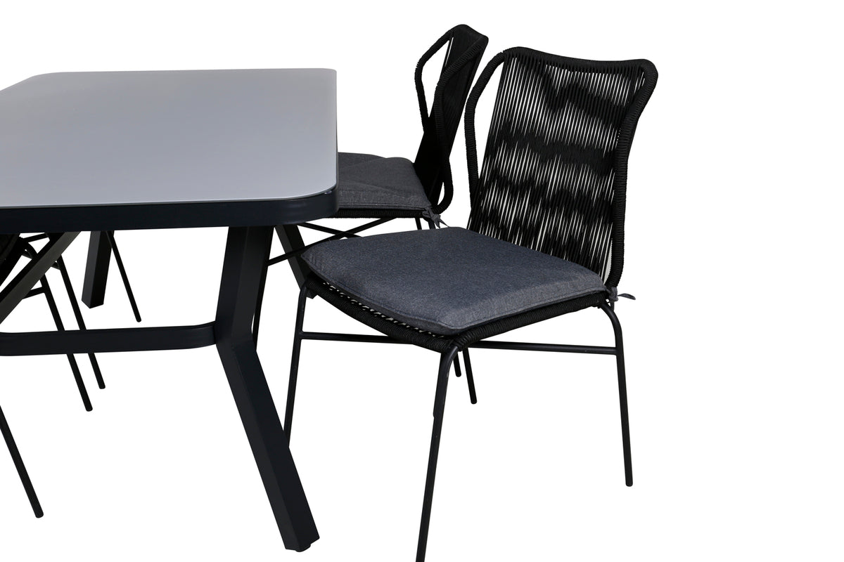 Julian & Virya Spisestole Sort + Spisebord 160 x 91