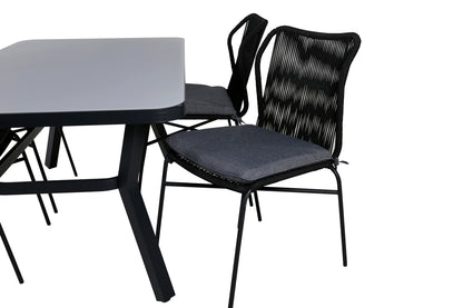 Julian & Virya Spisestole Sort + Spisebord 160 x 91