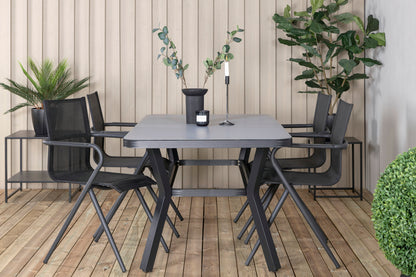 Virya & Alina Spisebord 160 x 91 + Spisebordsstole Sort