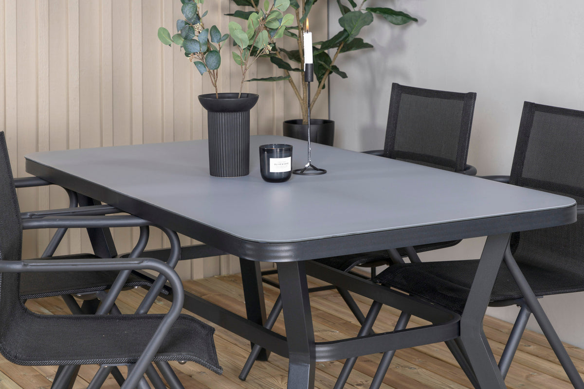 Virya & Alina Spisebord 160 x 91 + Spisebordsstole Sort