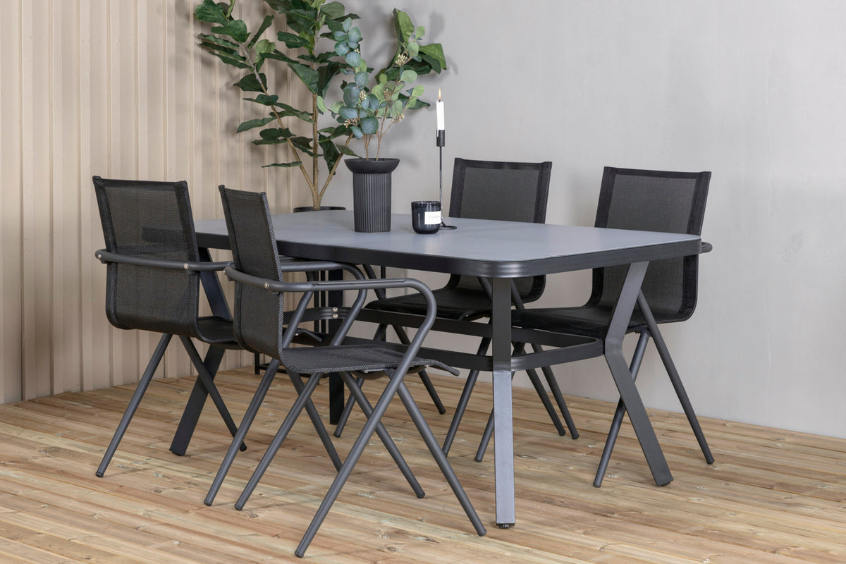 Virya & Alina Spisebord 160 x 91 + Spisebordsstole Sort