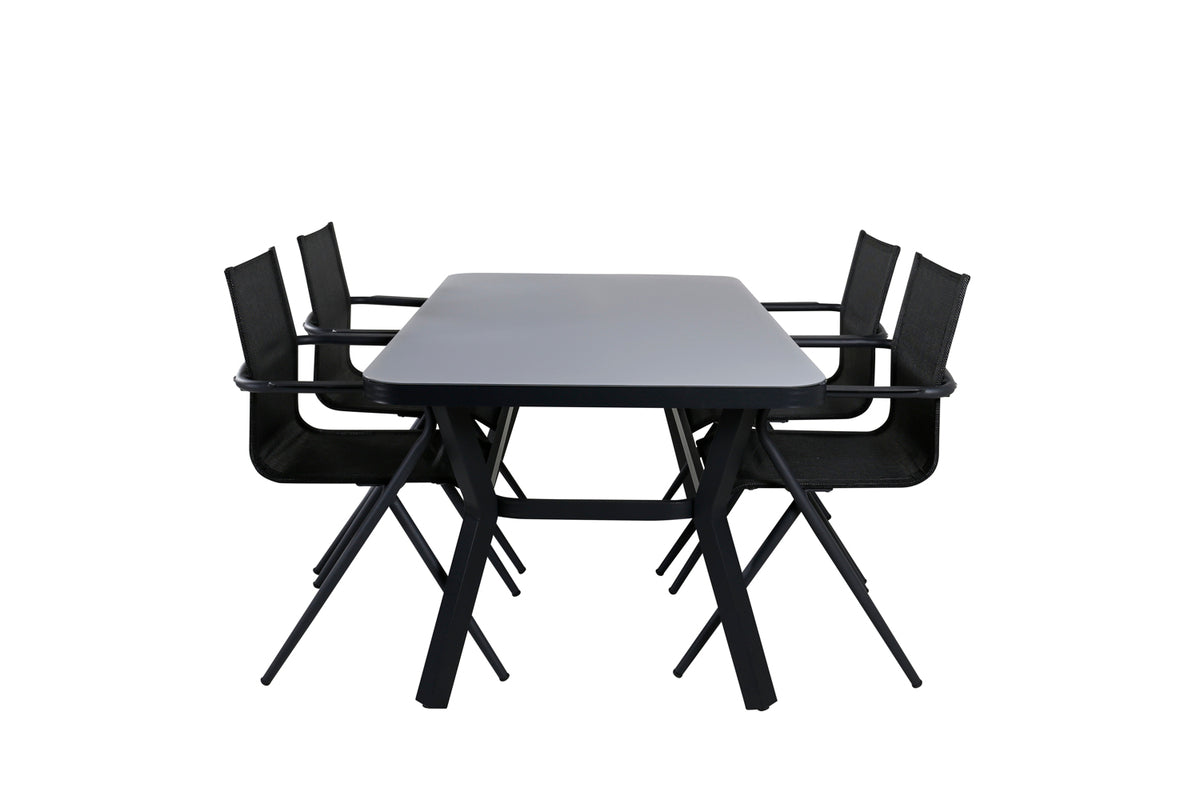 Virya & Alina Spisebord 160 x 91 + Spisebordsstole Sort