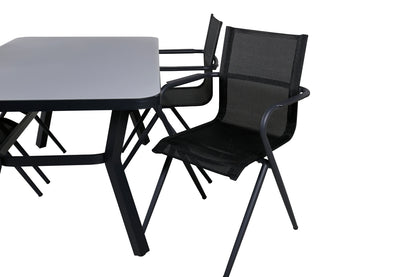 Virya & Alina Spisebord 160 x 91 + Spisebordsstole Sort