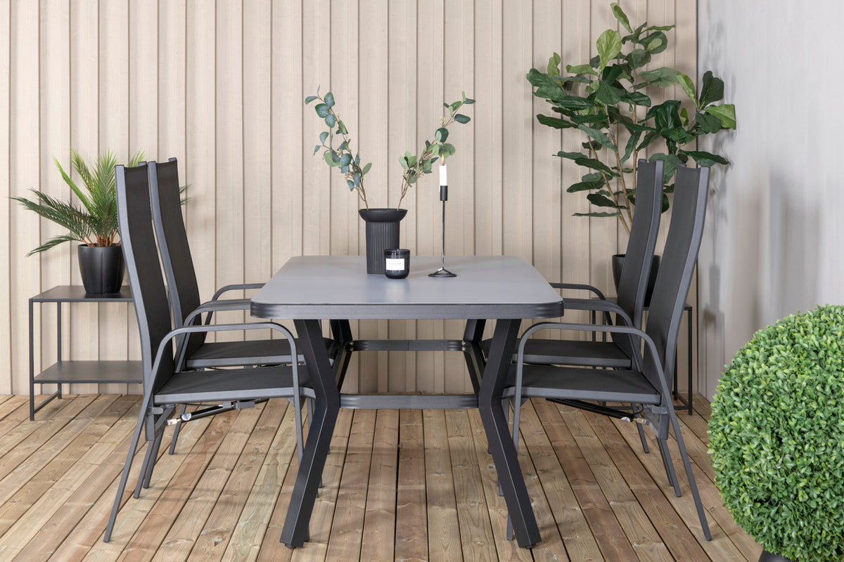 Virya & Copacabana Spisebord 160 x 91 + Reclinerstole Sort