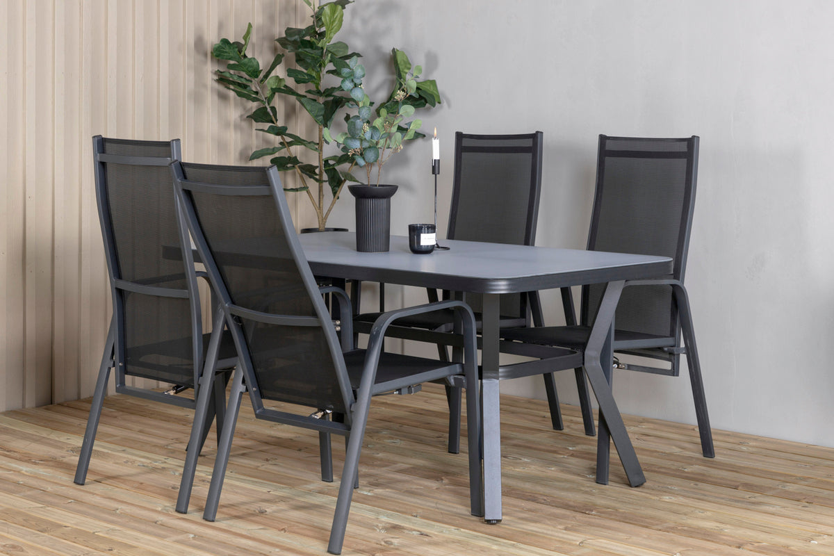 Virya & Copacabana Spisebord 160 x 91 + Reclinerstole Sort