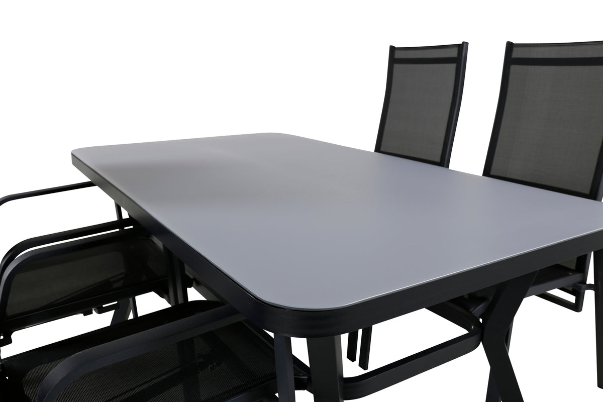 Virya & Copacabana Spisebord 160 x 91 + Reclinerstole Sort