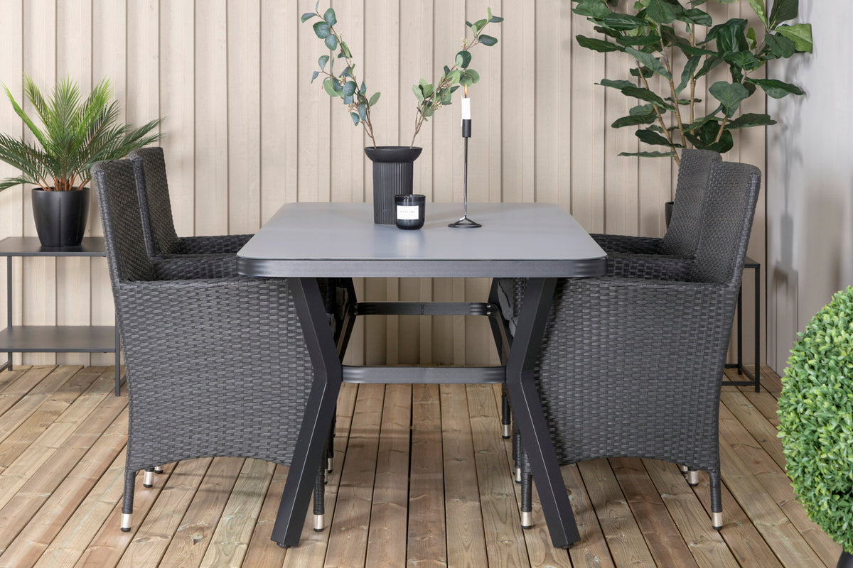 Virya & Malin Spisebord 160 x 91 + Spisebordsstole Sort