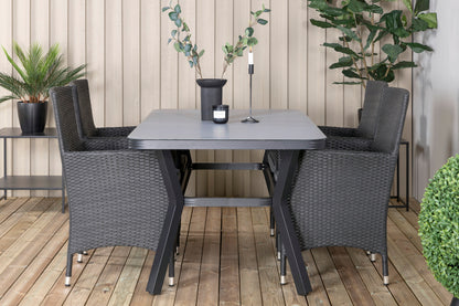 Virya & Malin Spisebord 160 x 91 + Spisebordsstole Sort