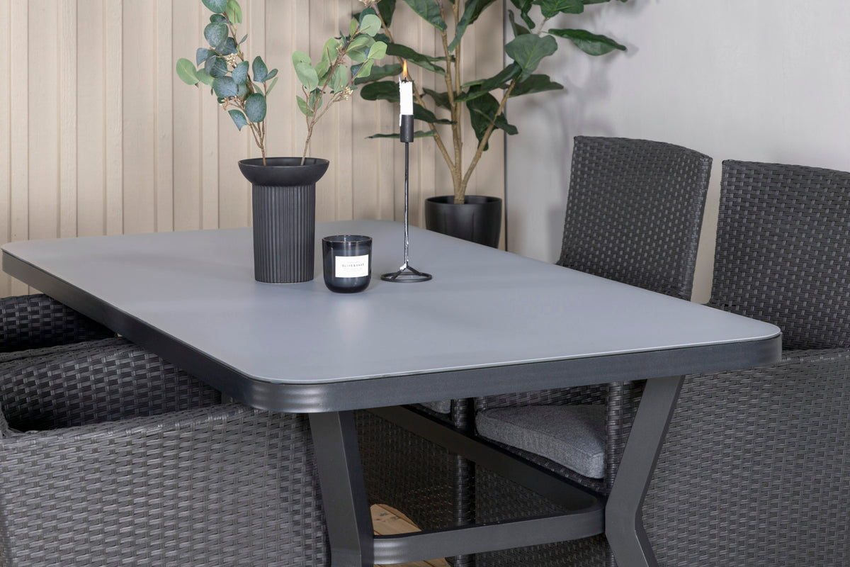 Virya & Malin Spisebord 160 x 91 + Spisebordsstole Sort