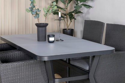 Virya & Malin Spisebord 160 x 91 + Spisebordsstole Sort