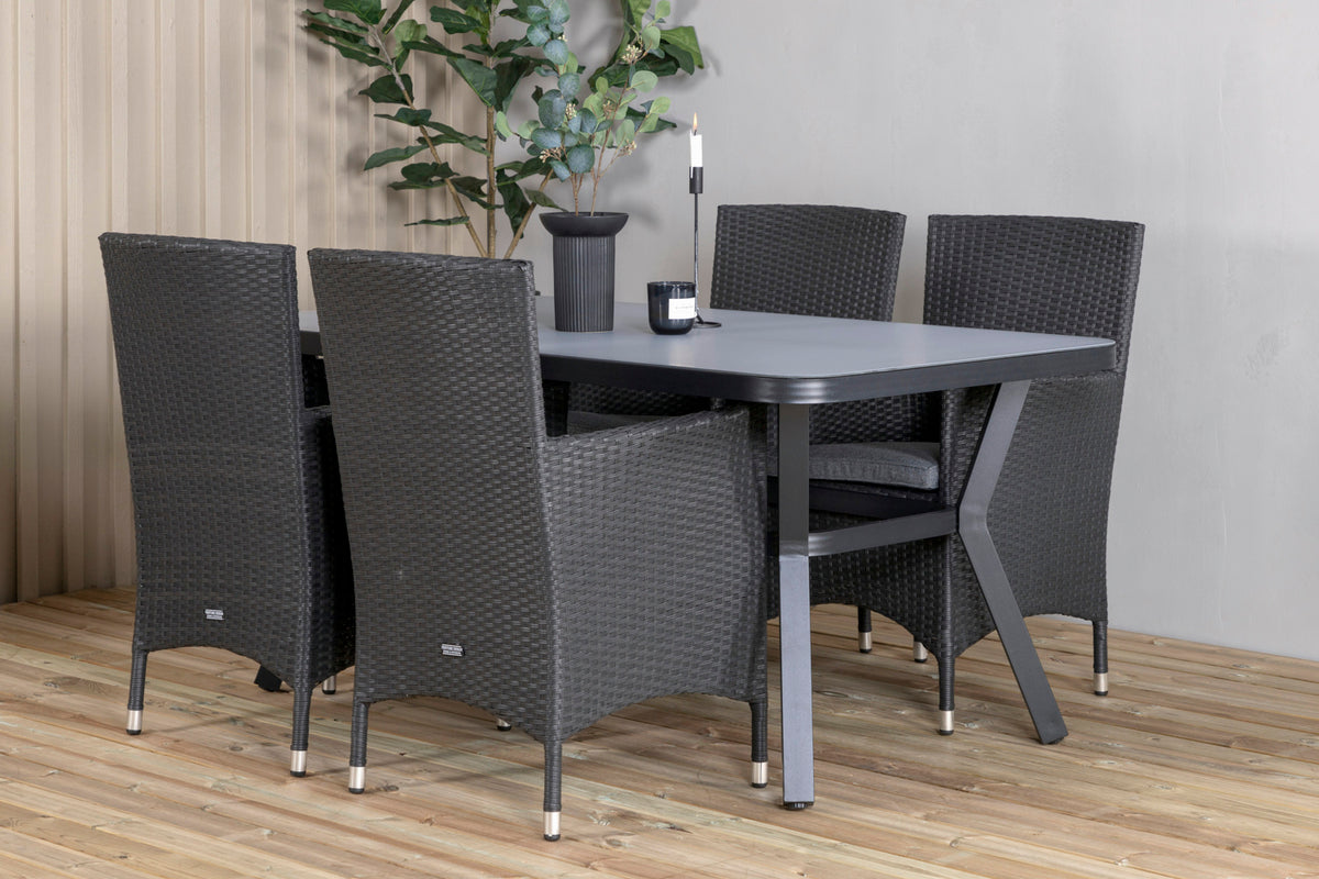 Virya & Malin Spisebord 160 x 91 + Spisebordsstole Sort