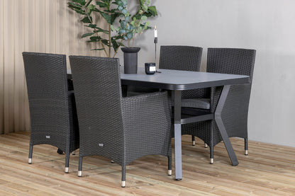 Virya & Malin Spisebord 160 x 91 + Spisebordsstole Sort