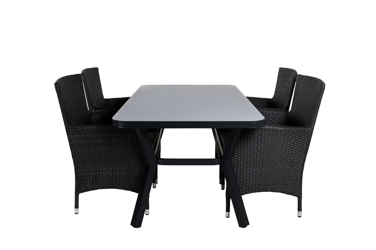 Virya & Malin Spisebord 160 x 91 + Spisebordsstole Sort