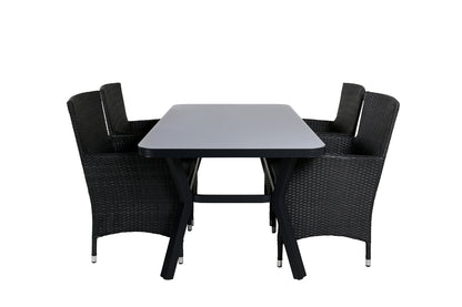 Virya & Malin Spisebord 160 x 91 + Spisebordsstole Sort