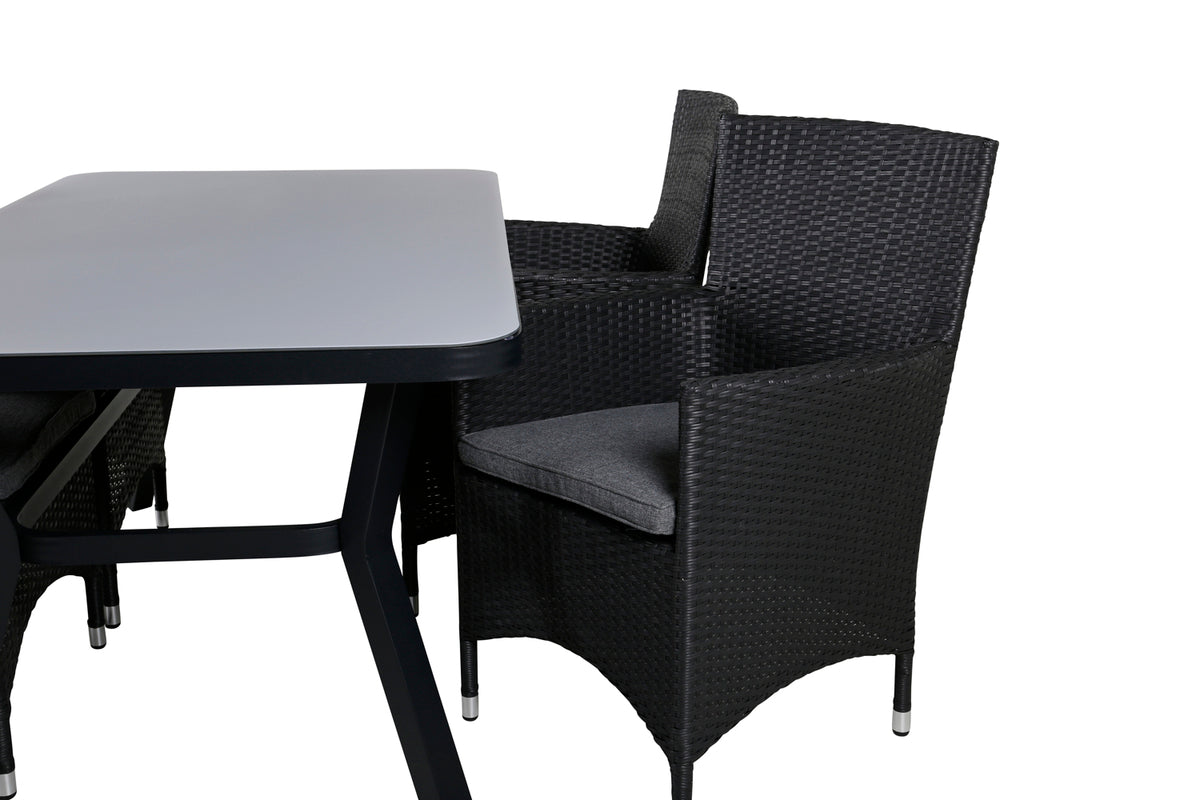 Virya & Malin Spisebord 160 x 91 + Spisebordsstole Sort