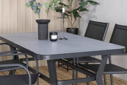 Virya & Santorini Spisebord 160 x 91 + Spisebordsstole Sort