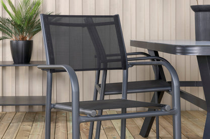 Virya & Santorini Spisebord 160 x 91 + Spisebordsstole Sort