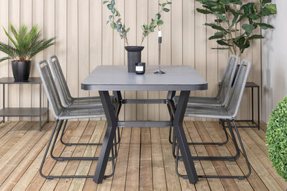 Virya & Lindos Spisebord 160 x 91 + Spisestole Grå