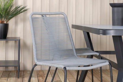 Virya & Lindos Spisebord 160 x 91 + Spisestole Grå