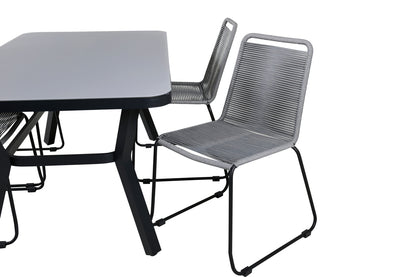 Virya & Lindos Spisebord 160 x 91 + Spisestole Grå