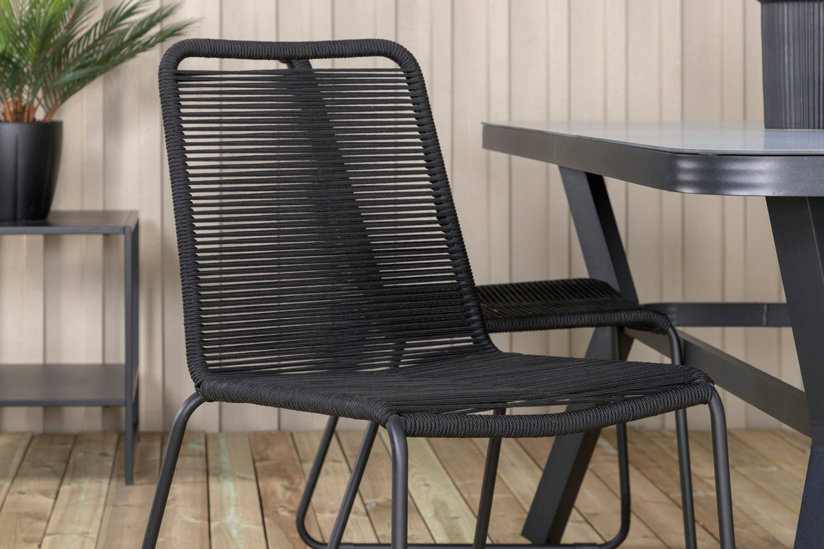 Virya & Lindos Spisebord 160 x 91 + Spisestole Sort