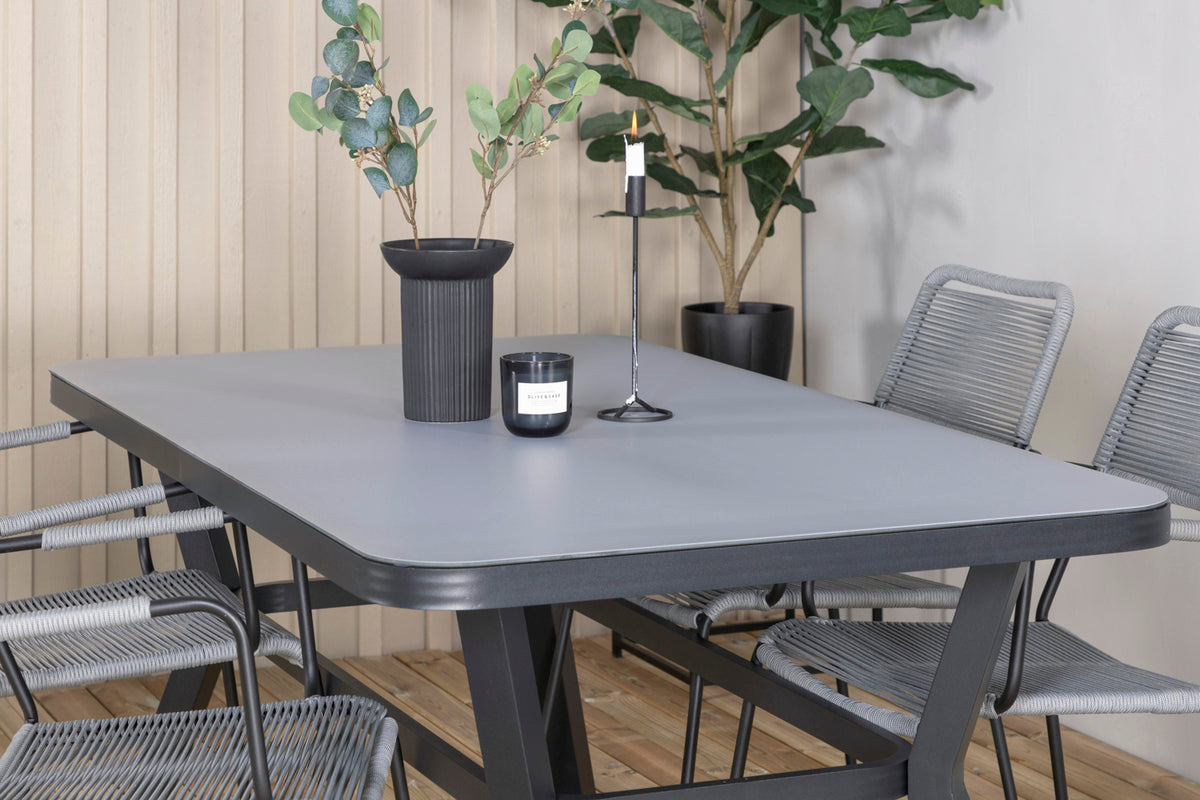 Virya & Lindos Spisebord 160 x 91 + Spisestole Grå