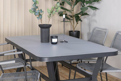 Virya & Lindos Spisebord 160 x 91 + Spisestole Grå