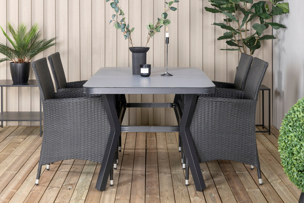 Virya & Knick Spisebord 160 x 91 + Spisestole Sort