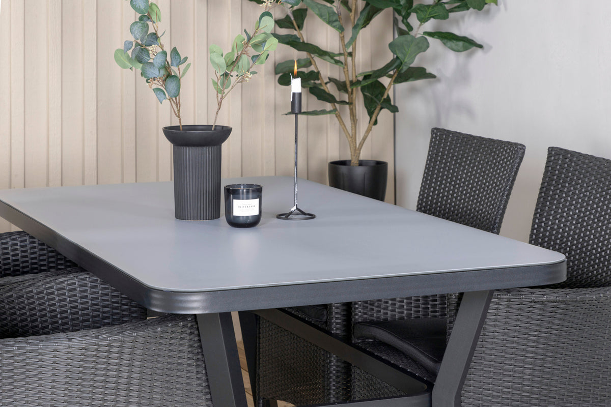 Virya & Knick Spisebord 160 x 91 + Spisestole Sort