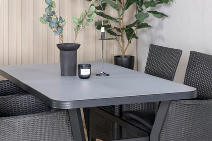 Virya & Knick Spisebord 160 x 91 + Spisestole Sort