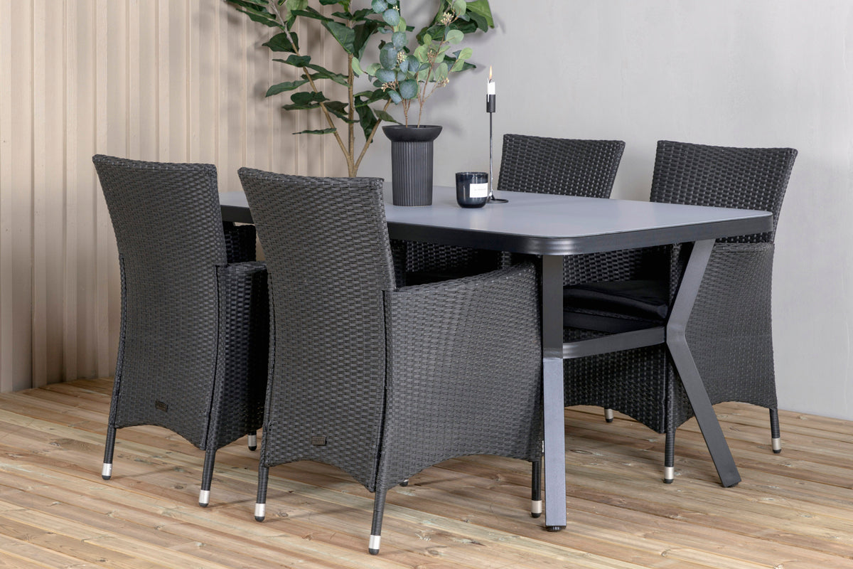 Virya & Knick Spisebord 160 x 91 + Spisestole Sort