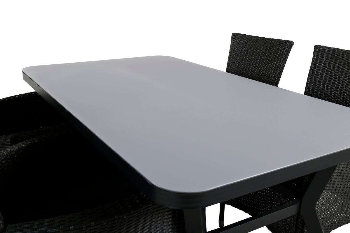 Virya & Knick Spisebord 160 x 91 + Spisestole Sort