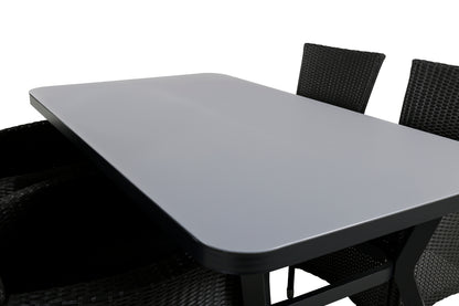 Virya & Knick Spisebord 160 x 91 + Spisestole Sort